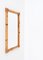 Espejo Mid-Century rectangular con marco doble de bambú y ratán, Italia, años 70, Imagen 13