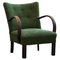 Mid-Century Modern Danish Easy Chair in Beech and Green Fabric, 1940 1