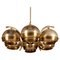 Swedish Six-Arms Chandelier in Brass, 1970s, Image 1