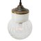 Vintage Industrial White Porcelain, Clear Glass and Brass Pendant Lamp, Image 3
