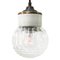 Lampada vintage industriale in porcellana bianca, vetro trasparente e ottone, Immagine 5