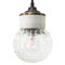 Vintage Industrial White Porcelain, Clear Glass and Brass Pendant Lamp, Image 5