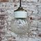 Vintage Industrial White Porcelain, Clear Glass and Brass Pendant Lamp, Image 4