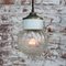 Vintage Industrial White Porcelain, Clear Glass and Brass Pendant Lamp, Image 7