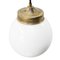 Vintage White Opaline Glass and Brass Pendant Light 4