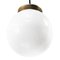 Vintage White Opaline Glass and Brass Pendant Light 3