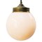 Vintage White Opaline Glass and Brass Pendant Light 2