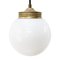Vintage White Opaline Glass and Brass Pendant Light, Image 1
