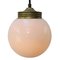 Vintage White Opaline Glass and Brass Pendant Light 2