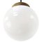 Vintage White Opaline Glass and Brass Pendant Light 3