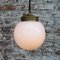 Vintage White Opaline Glass and Brass Pendant Light 6