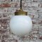 Vintage White Opaline Glass and Brass Pendant Light, Image 5
