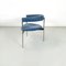 Italienische Moderne Tub Stühle aus Blauem Samt & Verchromtem Metall, 1980er, 4 . Set 3