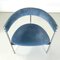 Italian Modern Tub Chairs in Blue Velvet and Chromed Metal, 1980s, Set of 4 6