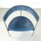 Italian Modern Tub Chairs in Blue Velvet and Chromed Metal, 1980s, Set of 4, Image 6