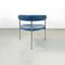 Italienische Moderne Tub Stühle aus Blauem Samt & Verchromtem Metall, 1980er, 4 . Set 4