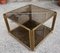 Square Brass Coffee Table with Double Smoked Glass Top, 1950s 4