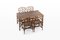 Mesa de comedor de ratán y bambú y cuatro sillas de comedor, años 70. Juego de 5, Imagen 1