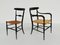 Campanino Chairs in Black Lacquer and Straw by Gaetano Descalzi for Chiavari, Italy, 1950, Set of 4 2