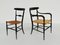 Chaises Campanino en Laque Noire et Paille par Gaetano Descalzi pour Chiavari, Italie, 1950, Set de 4 2