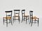 Campanino Chairs in Black Lacquer and Straw by Gaetano Descalzi for Chiavari, Italy, 1950, Set of 4 1