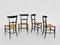 Campanino Chairs in Black Lacquer and Straw by Gaetano Descalzi for Chiavari, Italy, 1950, Set of 4, Image 1