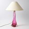 Mid-Century Cranberry Glas Tischlampe von Val Saint Lambert 1