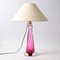 Mid-Century Cranberry Glas Tischlampe von Val Saint Lambert 3