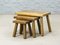 Brutalist Rectangle Oak Nesting Tables / Stools in the style of Charlotte Perriand, 1950s, Set of 3 1