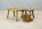 Brutalist Rectangle Oak Nesting Tables / Stools in the style of Charlotte Perriand, 1950s, Set of 3 4
