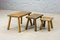 Brutalist Rectangle Oak Nesting Tables / Stools in the style of Charlotte Perriand, 1950s, Set of 3 2