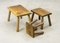 Brutalist Rectangle Oak Nesting Tables / Stools in the style of Charlotte Perriand, 1950s, Set of 3 3