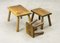 Brutalist Rectangle Oak Nesting Tables / Stools in the style of Charlotte Perriand, 1950s, Set of 3, Image 3