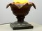 Athena Flaming Torch Tischlampe aus kunstharzgeschnitztem Stoff auf patiniertem Bronze-Steinsockel von Georgia Jacob, Frankreich, 1970er 8