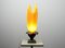 Athena Flaming Torch Table Lamp in Resin Sculptured Fabric on Bronze Patinated Stone Base by Georgia Jacob, France, 1970s, Image 3