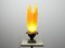 Athena Flaming Torch Tischlampe aus kunstharzgeschnitztem Stoff auf patiniertem Bronze-Steinsockel von Georgia Jacob, Frankreich, 1970er 3