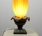 Athena Flaming Torch Table Lamp in Resin Sculptured Fabric on Bronze Patinated Stone Base by Georgia Jacob, France, 1970s 6