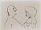 Mino Maccari, The Couple, Drawing in Ink, 1960s 1