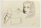 Mino Maccari, Pixie con sombrero y mujer, dibujo a tinta, años 60, Imagen 1