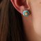 Turquoise 18 Karat Yellow Gold Flower Stud Earrings, 1960s, Set of 2 6