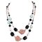 Rose Gold and Silver Necklace with Onyx and Jade Pearls, 1950s 1