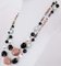 Rose Gold and Silver Necklace with Onyx and Jade Pearls, 1950s 2