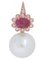Orecchini in oro rosa a 14 carati con rubini e diamanti, anni '60, Immagine 3