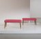 Benches in Pink Fabric with Conical Wooden Legs, 1950s, Set of 2, Image 1