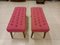 Panche in tessuto rosa con gambe coniche in legno, anni '50, set di 2, Immagine 6