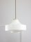 Mid-Century Italian White Glass & Brass Pendant Lamp 12