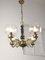 Lámpara de araña alemana vintage de latón con cuatro brazos, Imagen 2