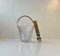 Italian Modern Etched Crystal Ice Bucket with Rattan Tong, 1960s, Set of 2 1