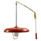 Telescoping Wall Lamp with Red Metal Shade and Counter Weight from Stilnovo, 1950s 1