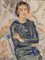 Schwedischer Künstler, Porträt einer Dame mit belaubtem Hintergrund, 1938, Ölgemälde 1